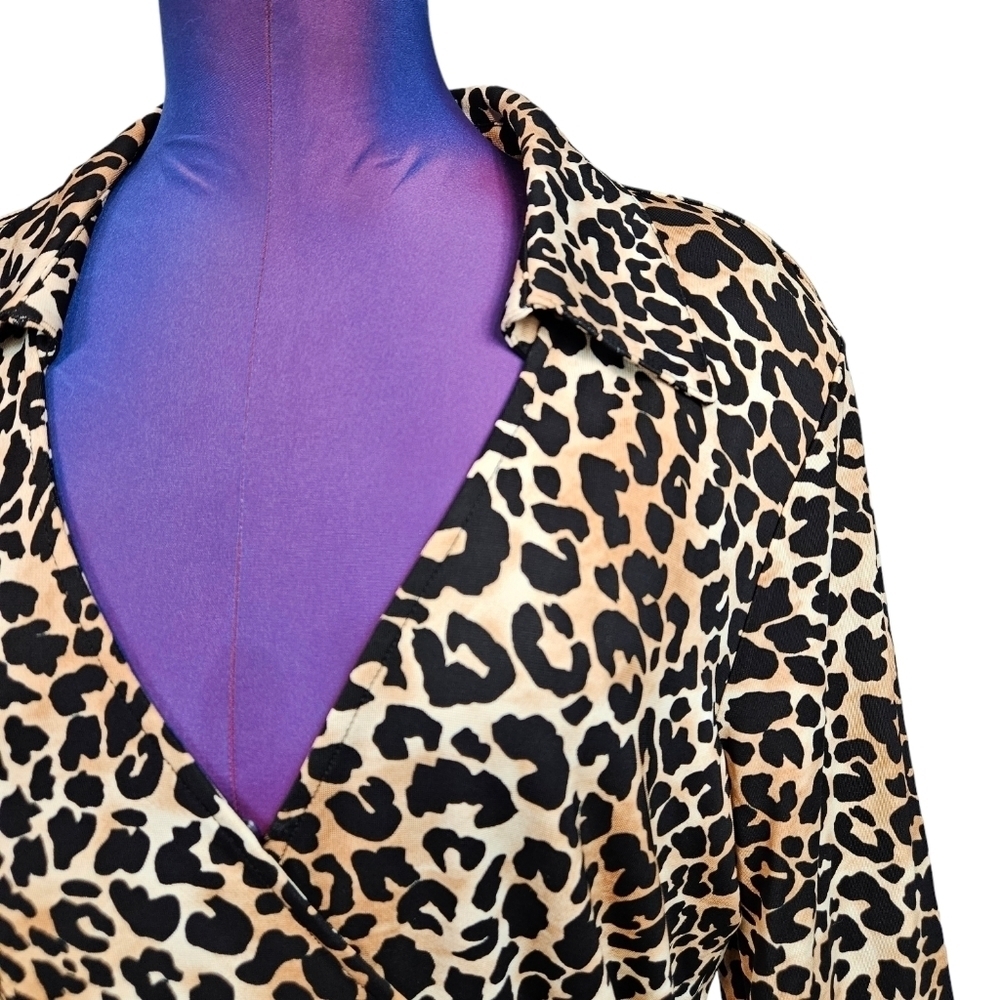 Talbots Leopard Print Wrap Blouse Size Large Wome… - image 2